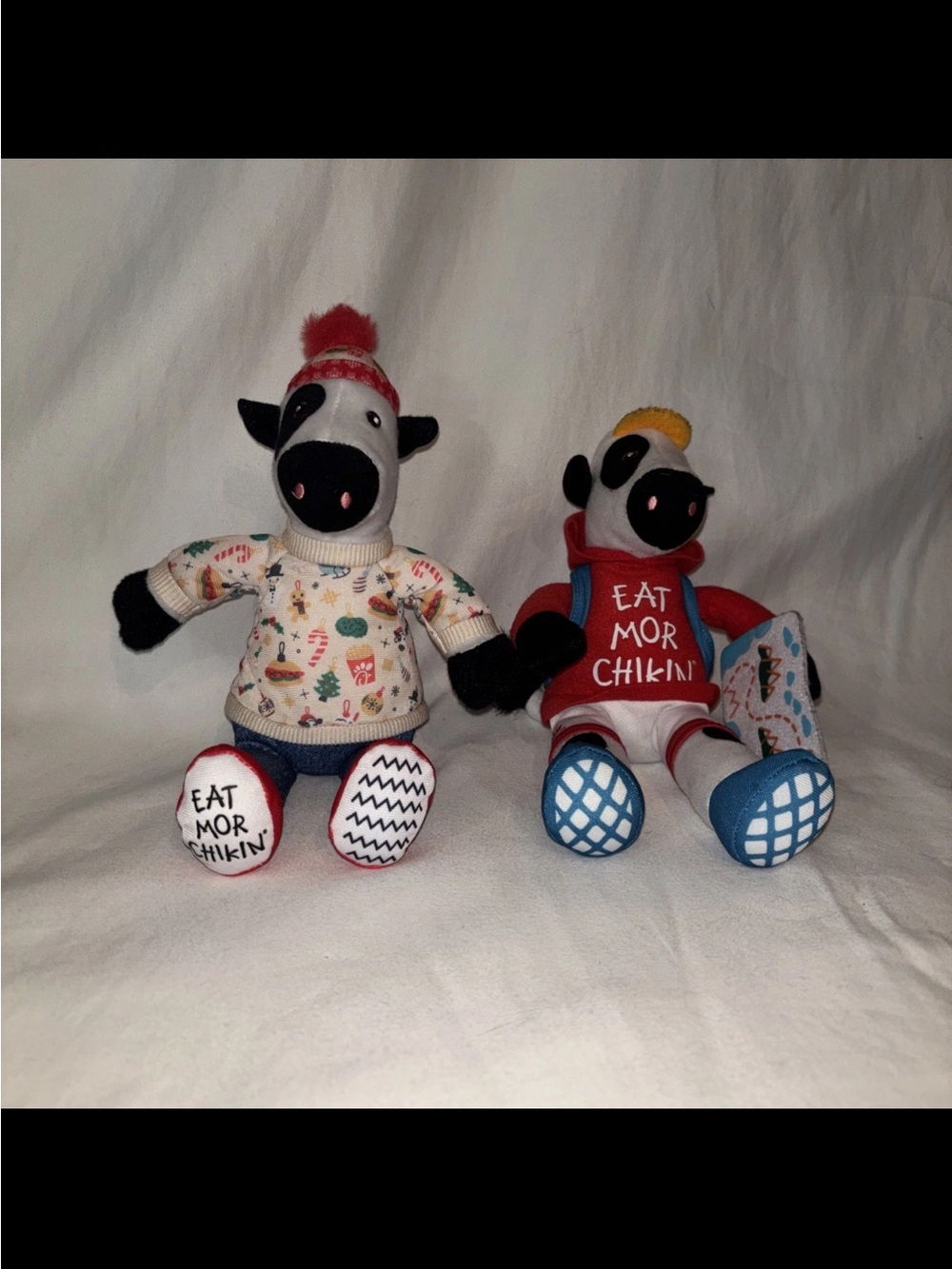 Chick Fill A Eat Mor Chikin Plush Cow Toy - Black & White with Red Outfit